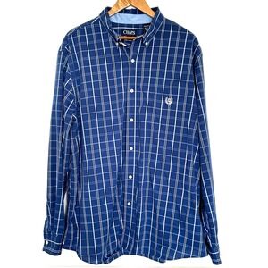 CHAPS Shirt Men's XXL Plaid Button Down Long Sleeve Stretch Easy Care Pocket